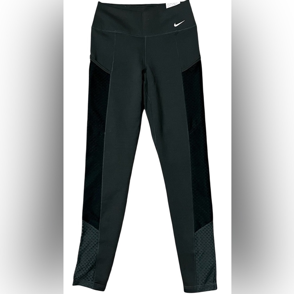 Nike One green black mid rise full length leggings tight fit buttery soft sz S - Picture 2 of 6